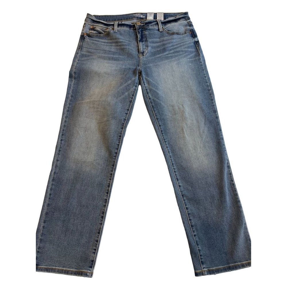 Time and Tru Womens Jeans Straight Leg TT3015642 Stretch Mid Rise Blue Size 14